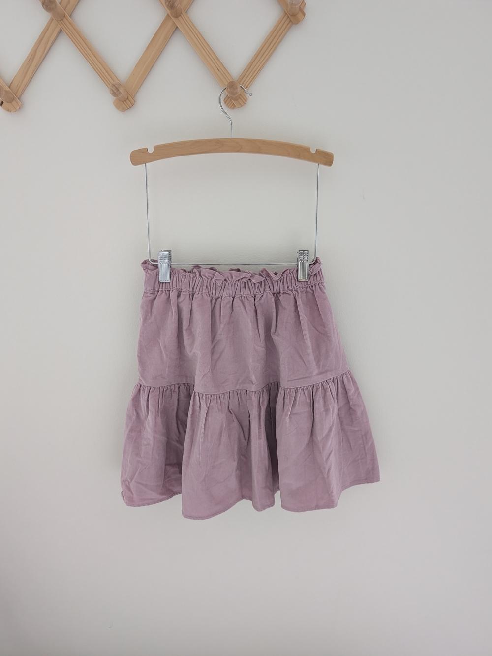 H&M Girls Tiered Corduroy Skirt Dusty Mauve Purple Size 6-8